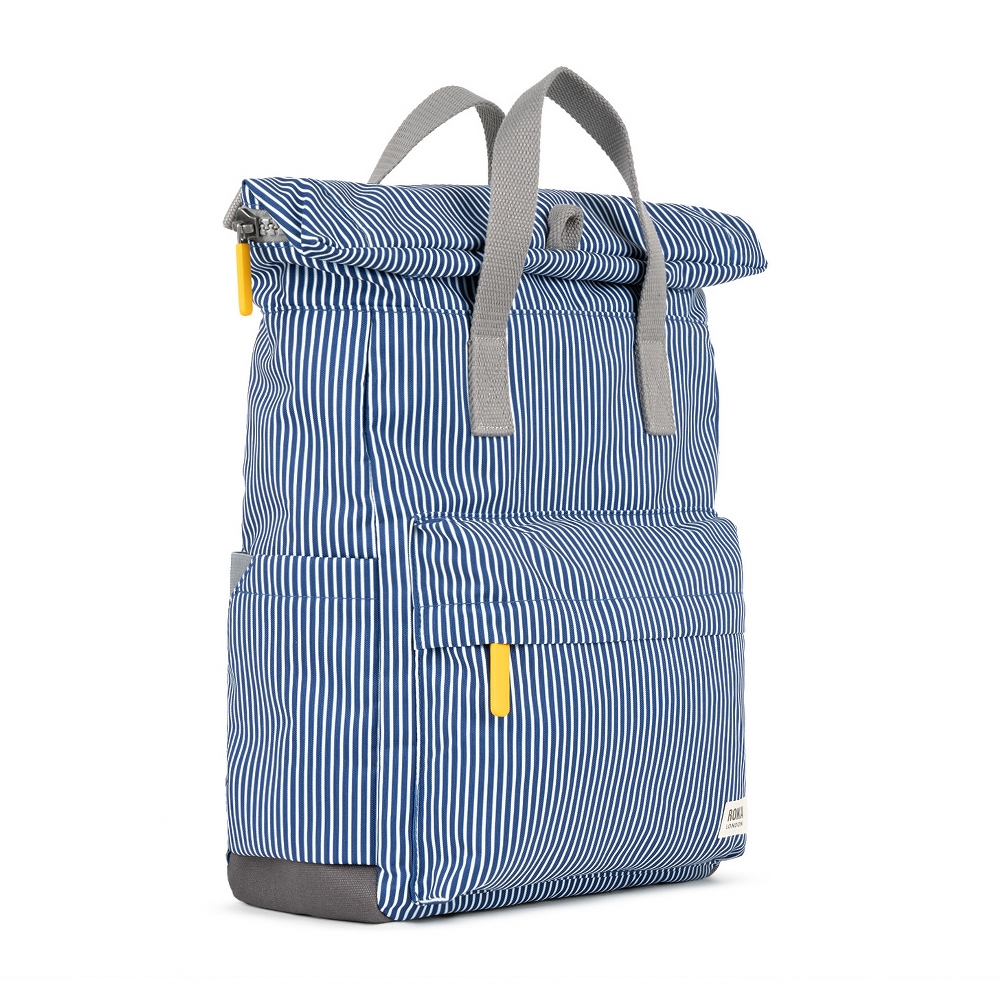 ROKA Roka London Back Pack Rucksack Canfield B Medium Recycled Repurposed Sustainable Canvas In Hickory Stripe