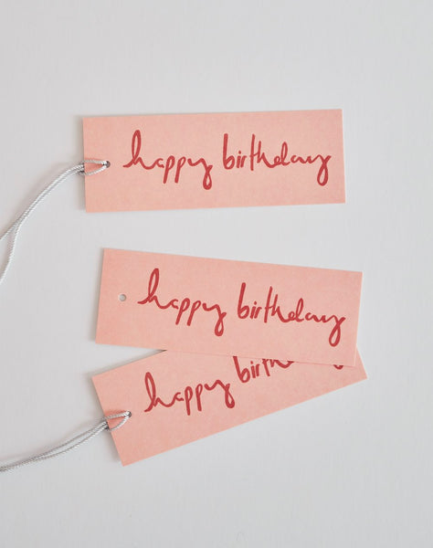 Heather Evelyn Happy Birthday Pink Gift Tags