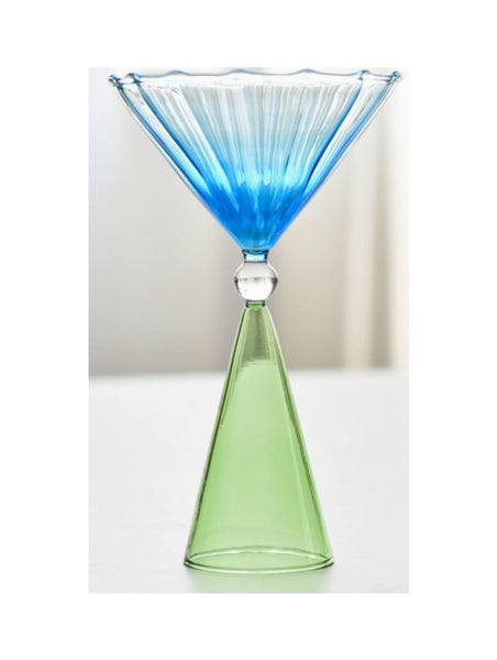 IVORE.GROUP Triangel Champagne Cocktailglas | Groen / Blauw