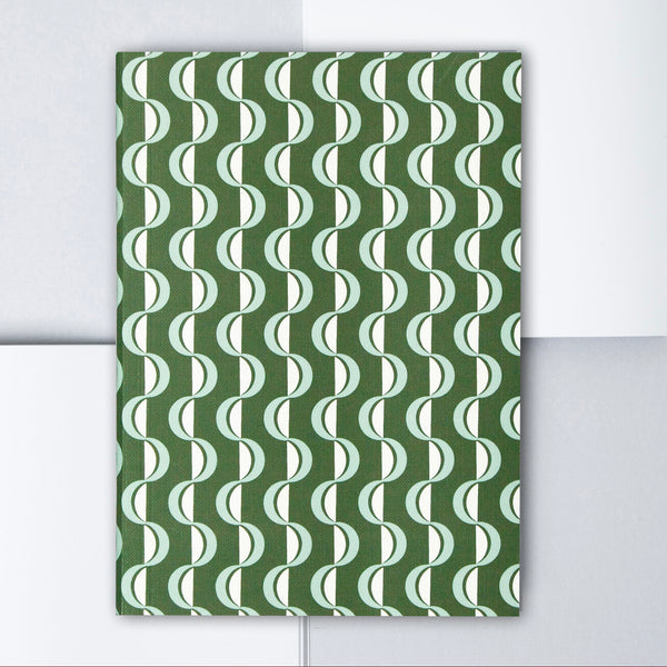 Ola Design Studio A5 Layflat Notebook Plain Pages - Wave Forest Green / Blue