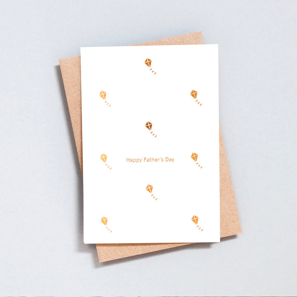 Ola Design Studio Happy Father's Day Motif Card - Copper On Cotton White