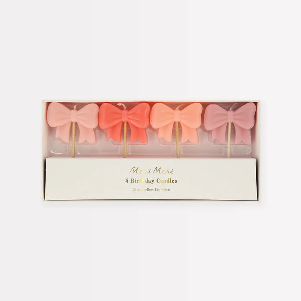 Meri Meri Pink Bow Candles (x 4)