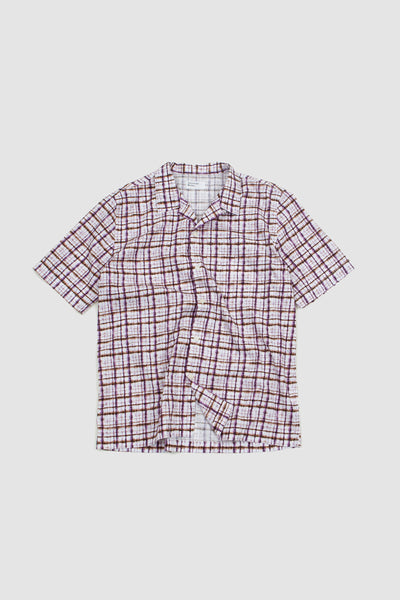 Universal Works Road Shirt Ecru/lilac Tie-dye Print Cotton