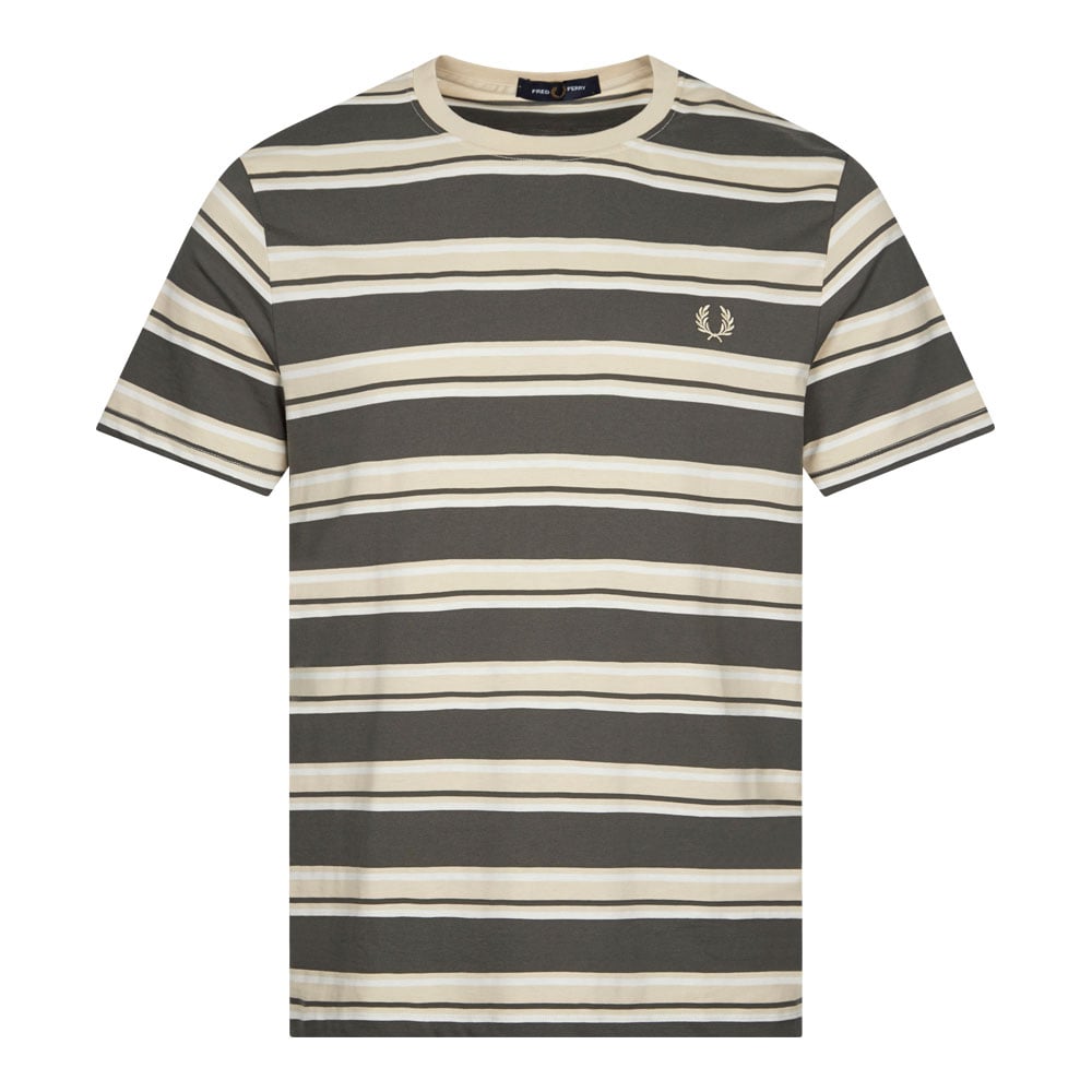 Fred Perry Stripe T-shirt - Field Green/oatmeal