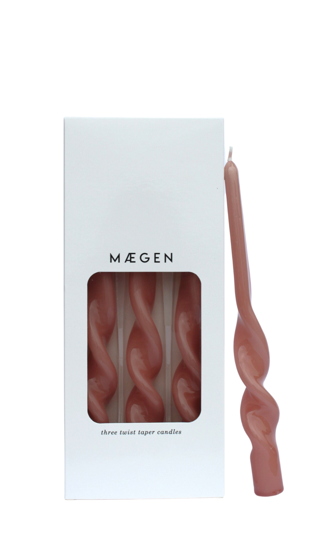 Maegen 25cm Twisted Taper Candles - Plaster Pink