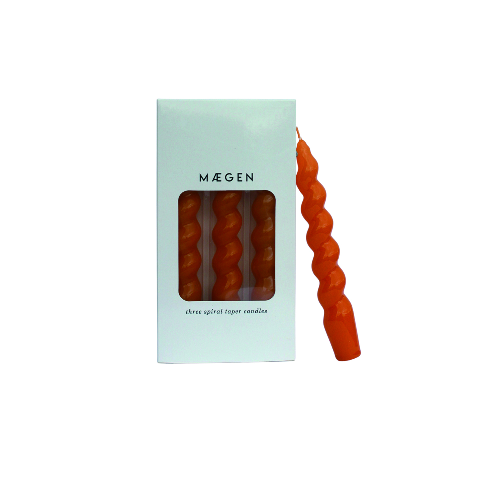 Maegen 18cm Spiral Taper Candles - Tangerine 3 pack