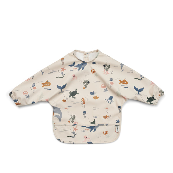 Liewood Merle Recycled Polyester Cape Bib In Sea Creature Sandy