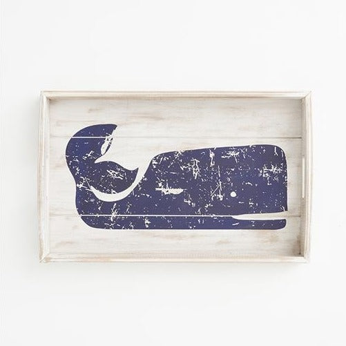 Distinctly Living Rectangular Wooden Tray - Whale