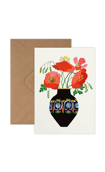 Brie Harrison  Poppies In A Vase Greetings Card