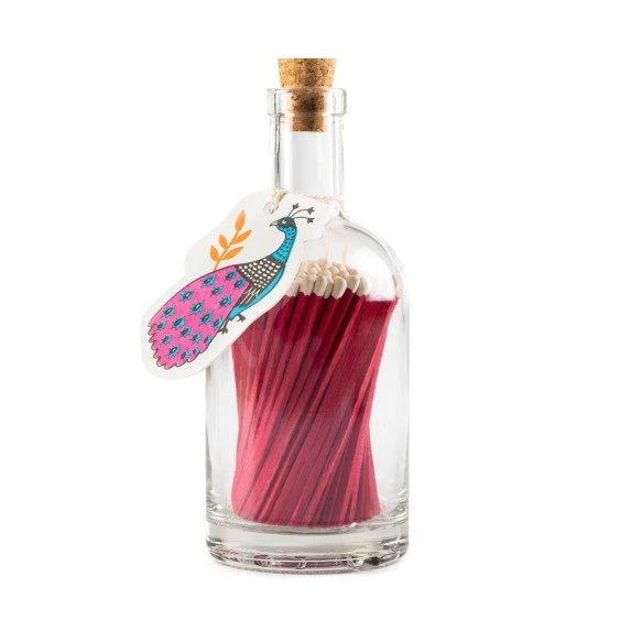 Archivist Pink Peacock Glass Bottle Matches