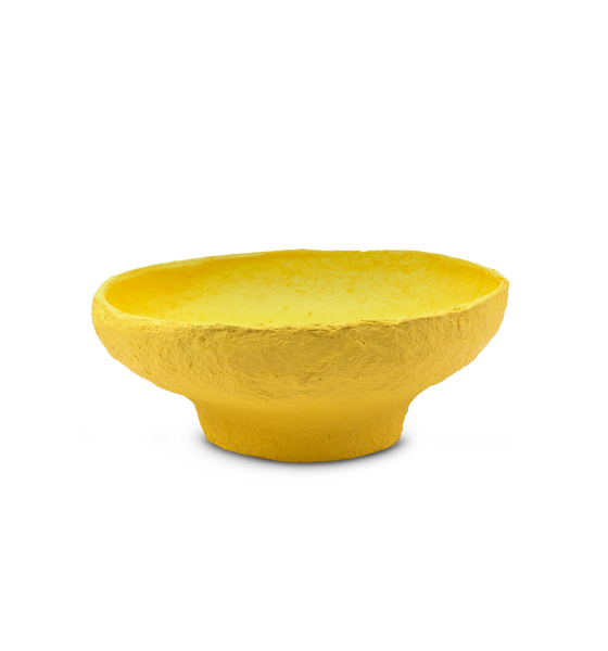Afroart Large Organic Papier Mâché Bowl, Yellow