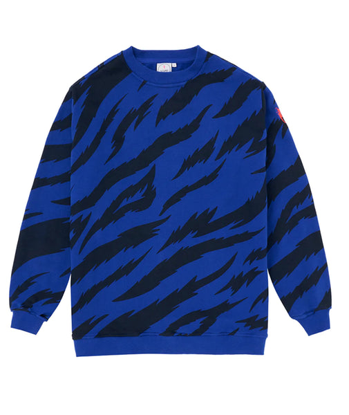Scamp & Dude : Blue With Black Graphic Tiger Oversized Sweatshirt - Adult