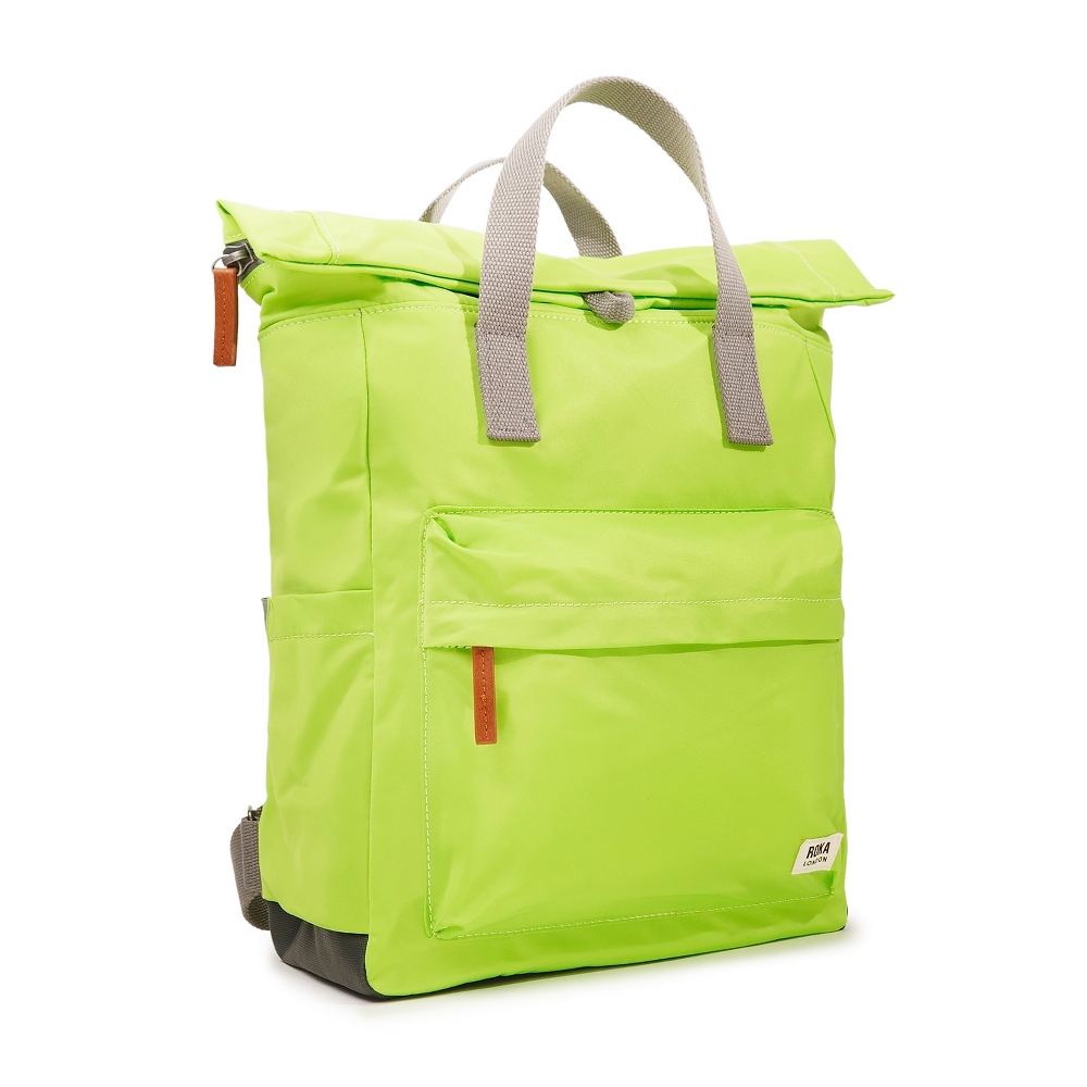 ROKA Back Pack Rucksack Canfield B Medium Recycled Repurposed Sustainable Nylon In Lime
