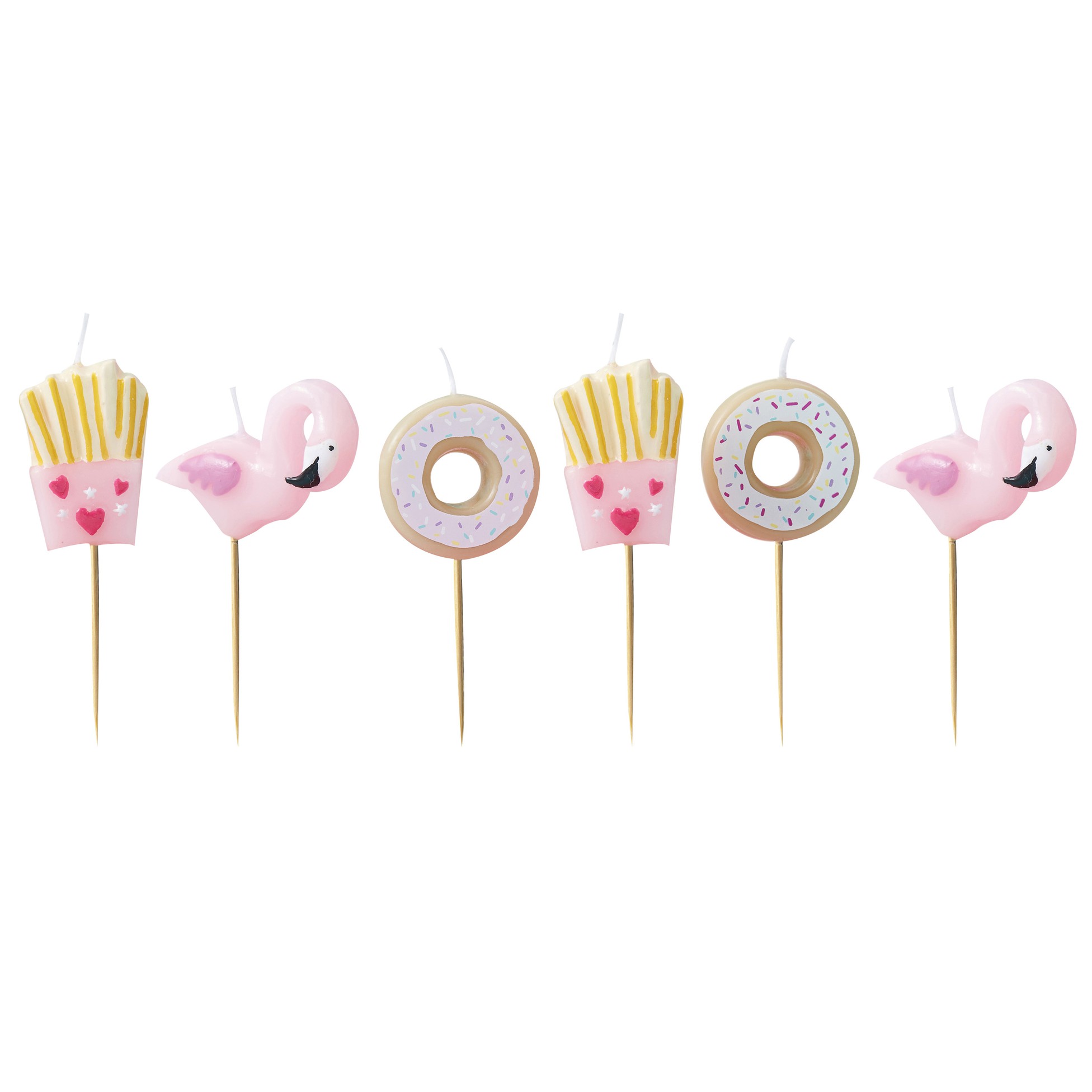 Ginger Ray Fries Donut and Flamingo Shaped Candles Kit