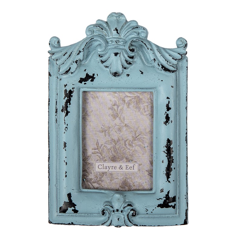 clayre & Eef Photo Frame 5x8 cm Blue Polyresin Rectangle Picture Frame