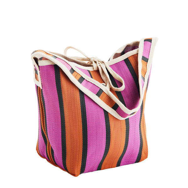 Madam Stoltz Recycled Plastic Woven Striped Bag