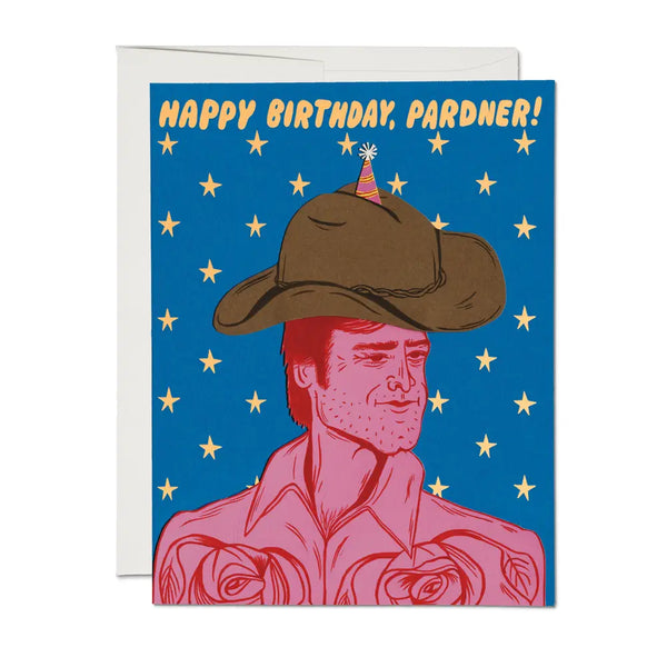 Red Cap Happy Birthday Pardner Greetings Card