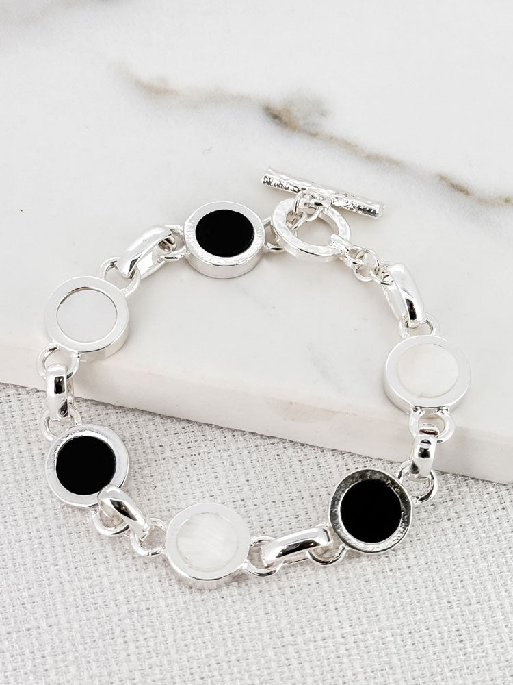 Envy Black & White Circle Bracelet Silver