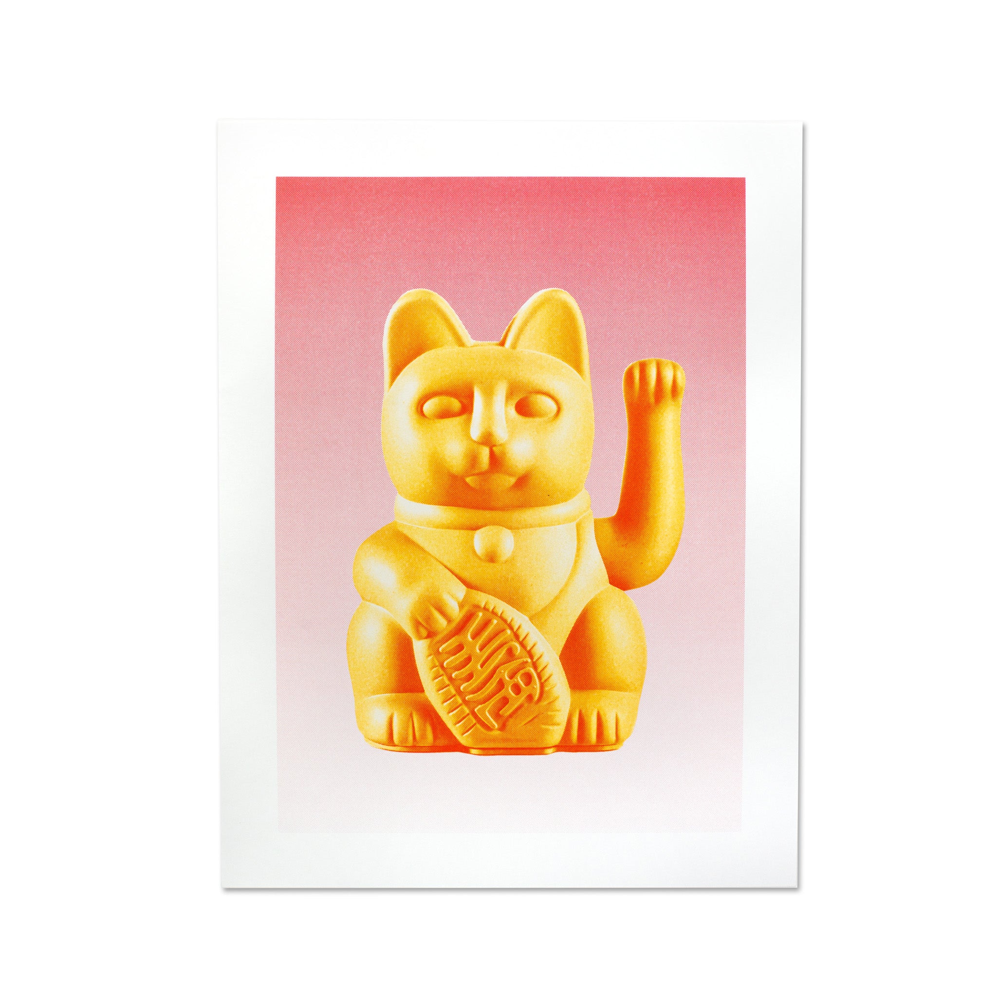 Donkey Products Peach Lucky Cat Risograph Art Print