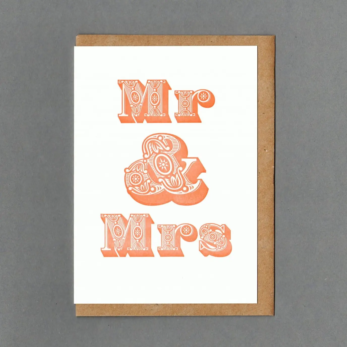 The Passenger Press  Mr and Mrs Orange Letterpress Card