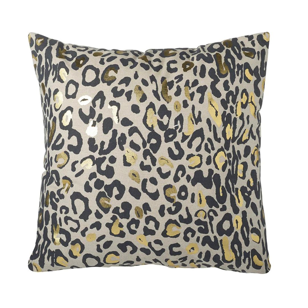 &Quirky Wild Side Black & Gold Leopard Print Cushion