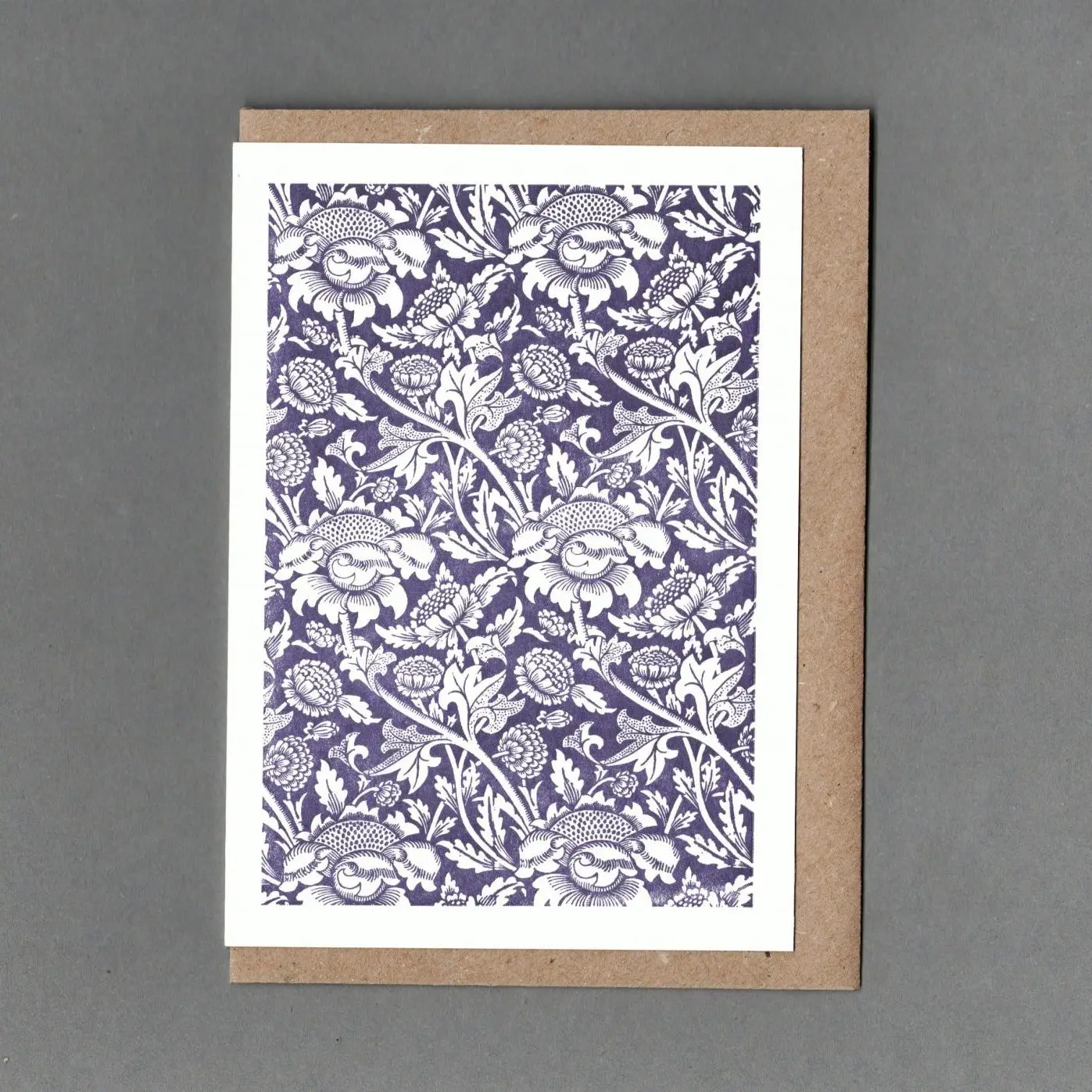The Passenger Press  William Morris Letterpress Card - Purple