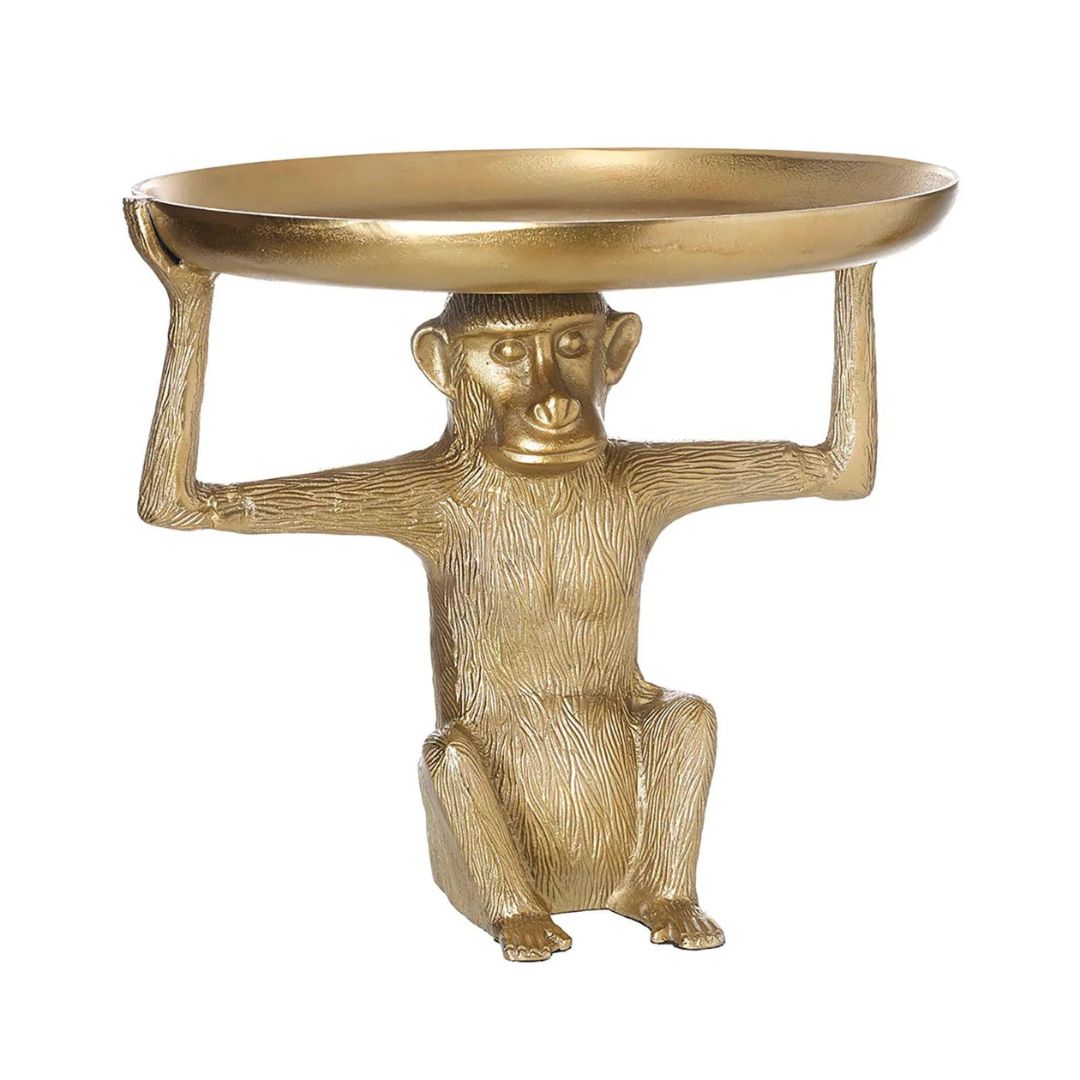 &Quirky Monkey Tray Stand in Alu-Gold Effect : Large