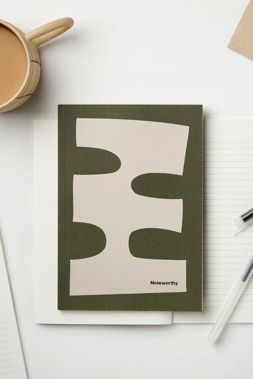 Kinshipped Noteworthy Green Cream Abstract Notebook
