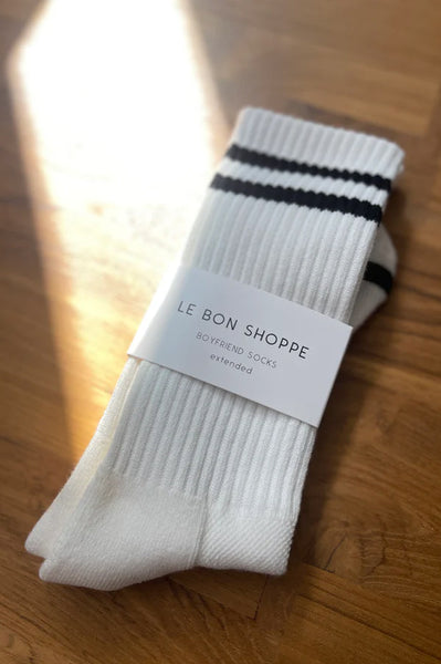 Le Bon Shoppe Extended Boyfriend Classic White Socks