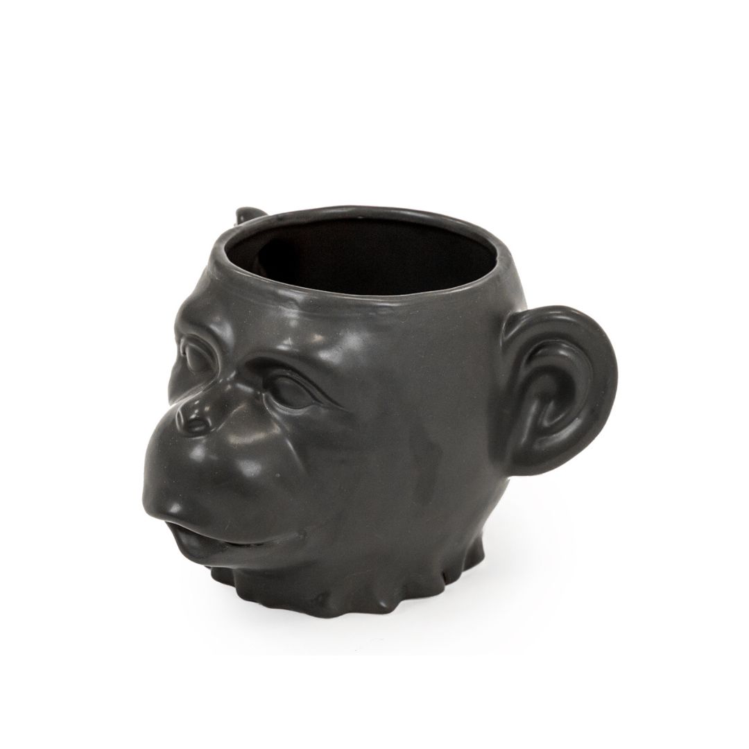 &Quirky Black Monkey Face Ceramic Pot 