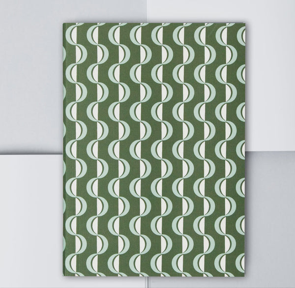 Ola Medium Layflat Notebook - Wave Forest Green / Blue - Plain