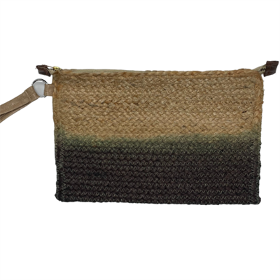 ByRoom Large Jute Stonewash Pouch In Natural / Grey Ombre