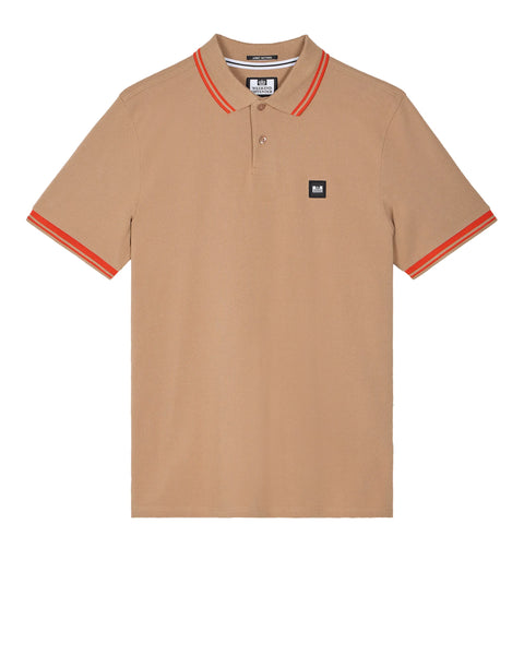 Weekend Offender Levanto Polo with Contrasting Tipping In Cognac/Pure Orange