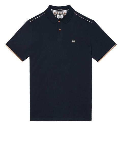 Weekend Offender Sakai Polo with Nylon Check Piping In Cognac