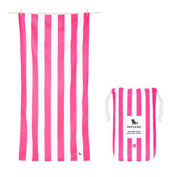 Dock & Bay UK Quick Dry Towel Stripe Phi Phi Pink XLarge 200x90cm