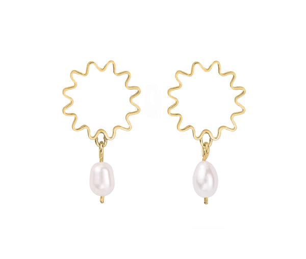 OLIVIA TAYLOR Pearl Studs - 18ct Gold Vermeil