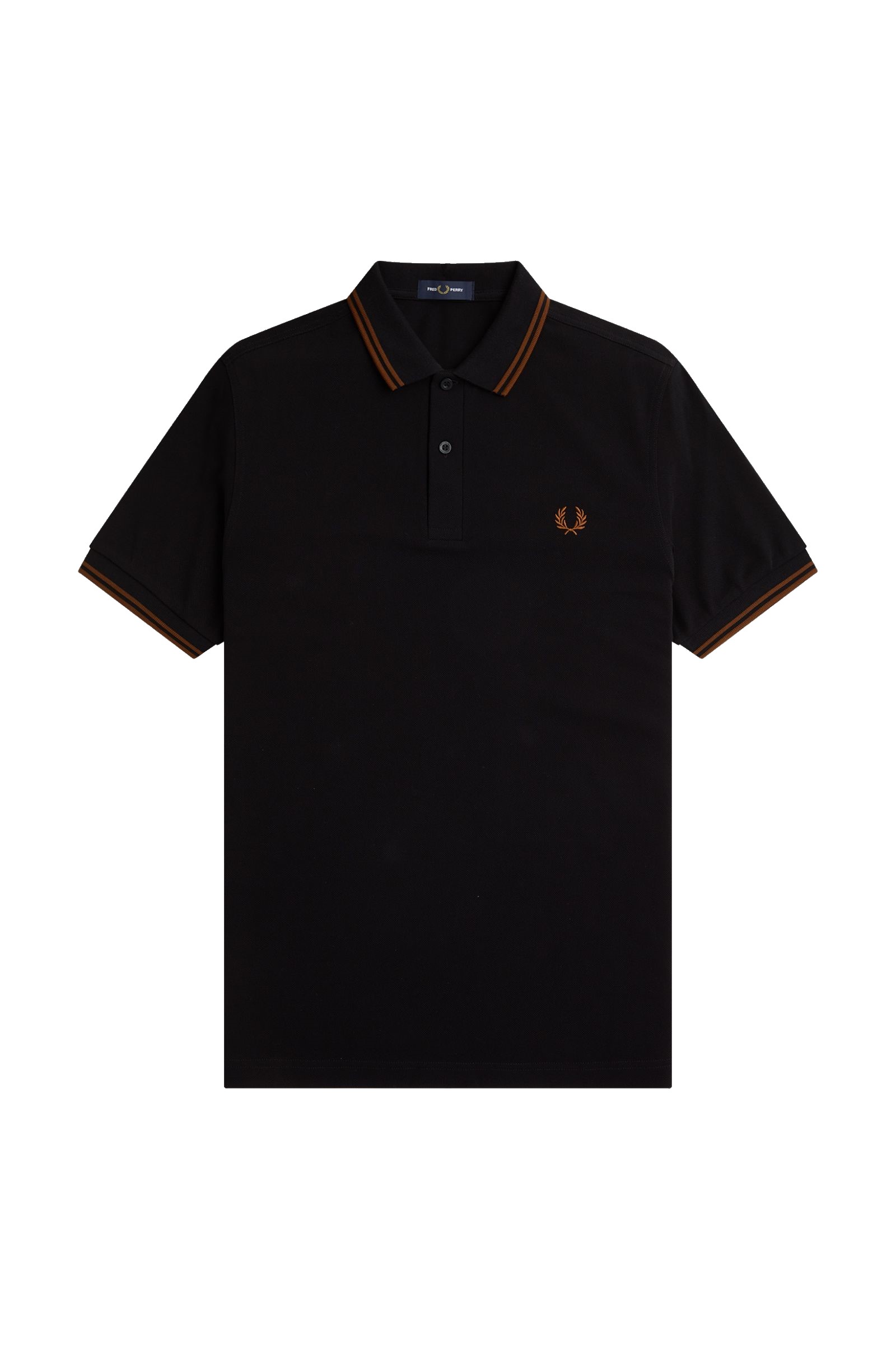 Fred Perry Slim Fit Twin Tipped Polo Black / Whisky Brown / Whisky Brown