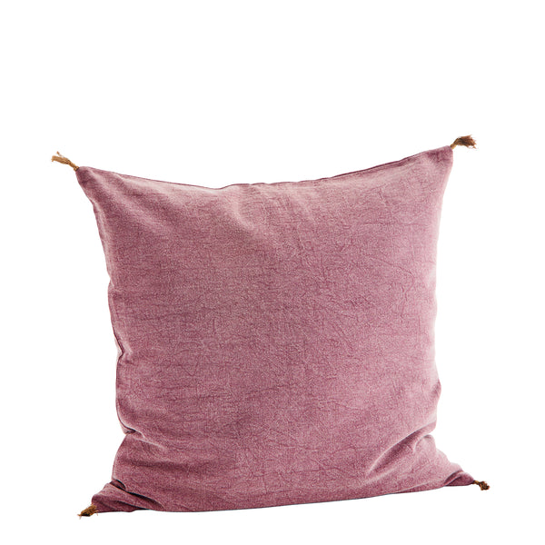 Madam Stoltz Plum Cotton Cushion Cover with Gold Tassels, 50 x 50cm