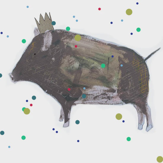 Print Circus Boar In A Crown Card