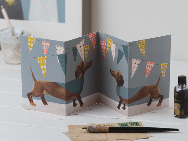 Print Circus Sausage Dog Party Concertina Card