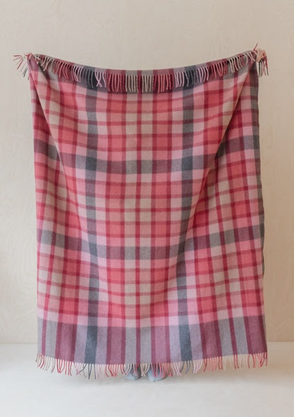 TBCo Recycled Wool Blanket In Berry Gingham Check