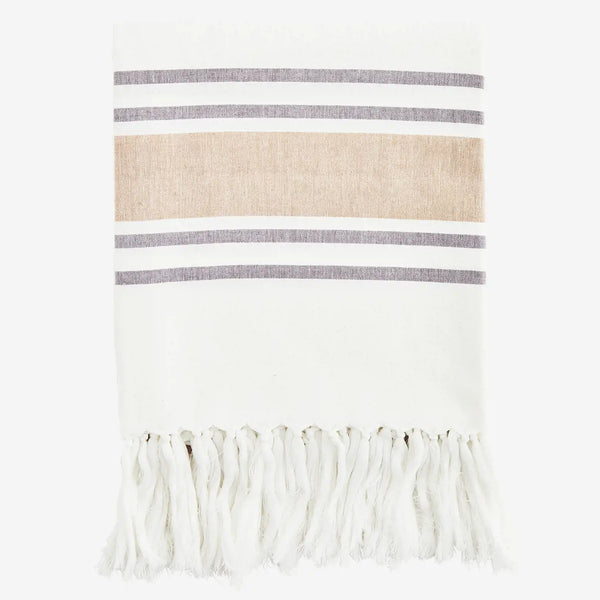 Madam Stoltz Striped Hammam Towel (White/Sand/Grape)