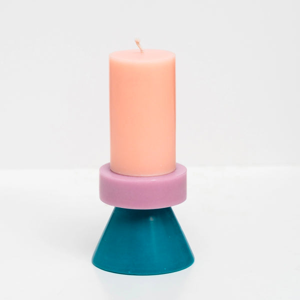 Yod & Co. Tall Stack Candle Colour - Blush/pastel Purple/teal