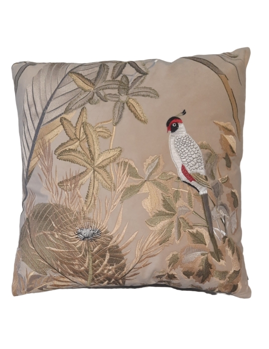 Colmore Bird Cushion Beige Velvet