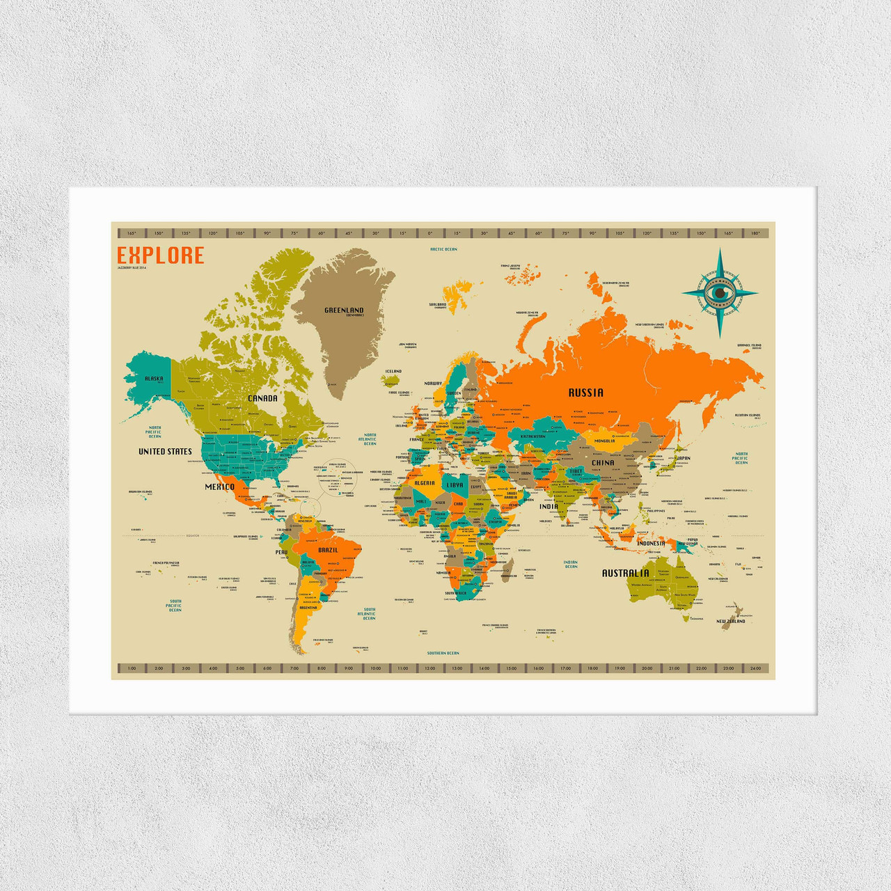 East End Prints  World Map A3 Print