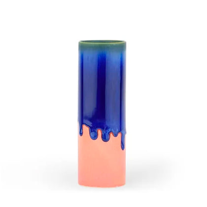 SGW Lab Cylinder Vase Large In Dark Blue & Coral