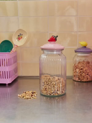 rice Glass Jar With Strawberry Lid