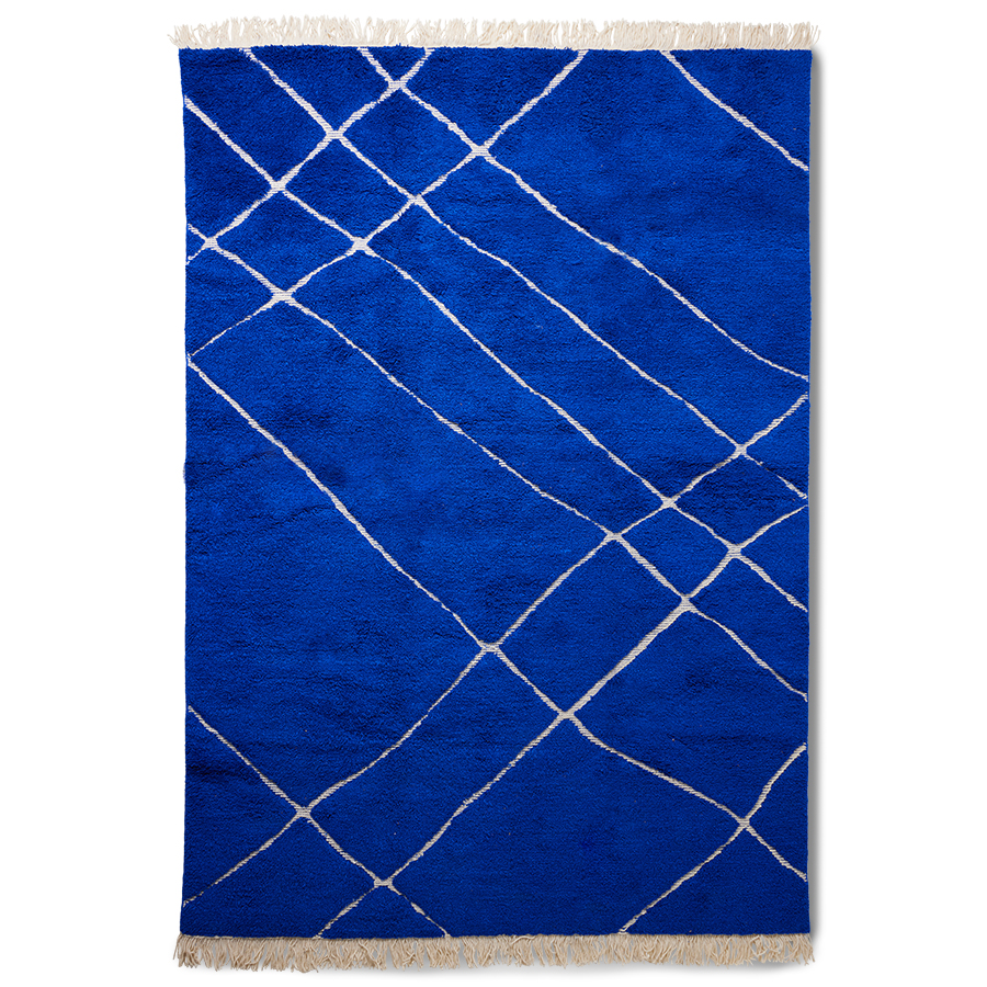HK Living Hand Knotted Woolen Rug Cobalt (200x300)