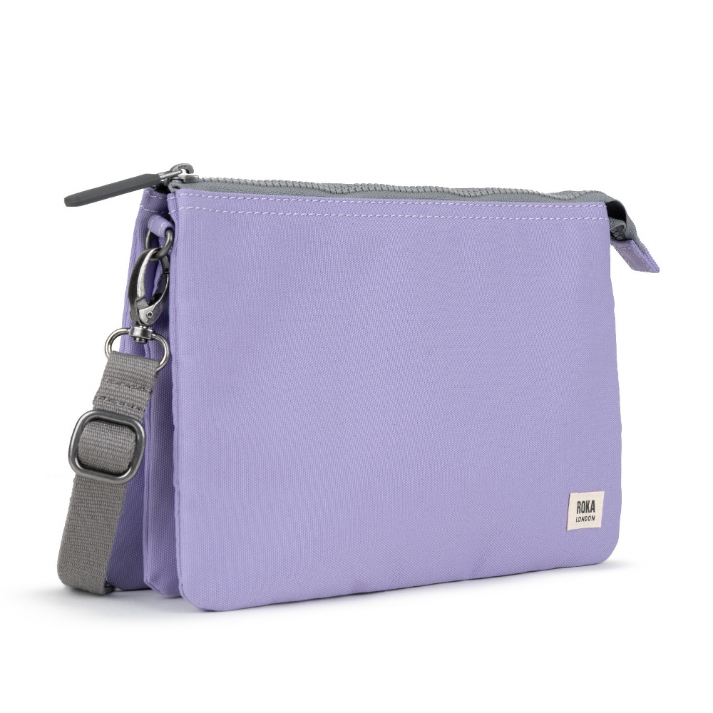 ROKA Roka London Cross Body Shoulder Bag Carnaby Xl Recycled Repurposed Sustainable Canvas In Lavender