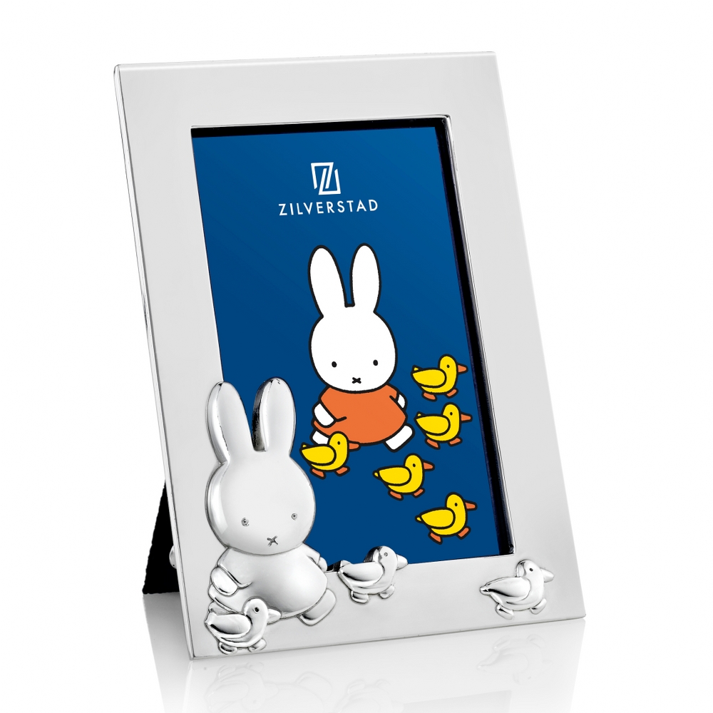 Zilverstad Holland Zilverstad Photo Frame Miffy With Ducks In Shiny Lacquered Silver Plate Size 6x9cm